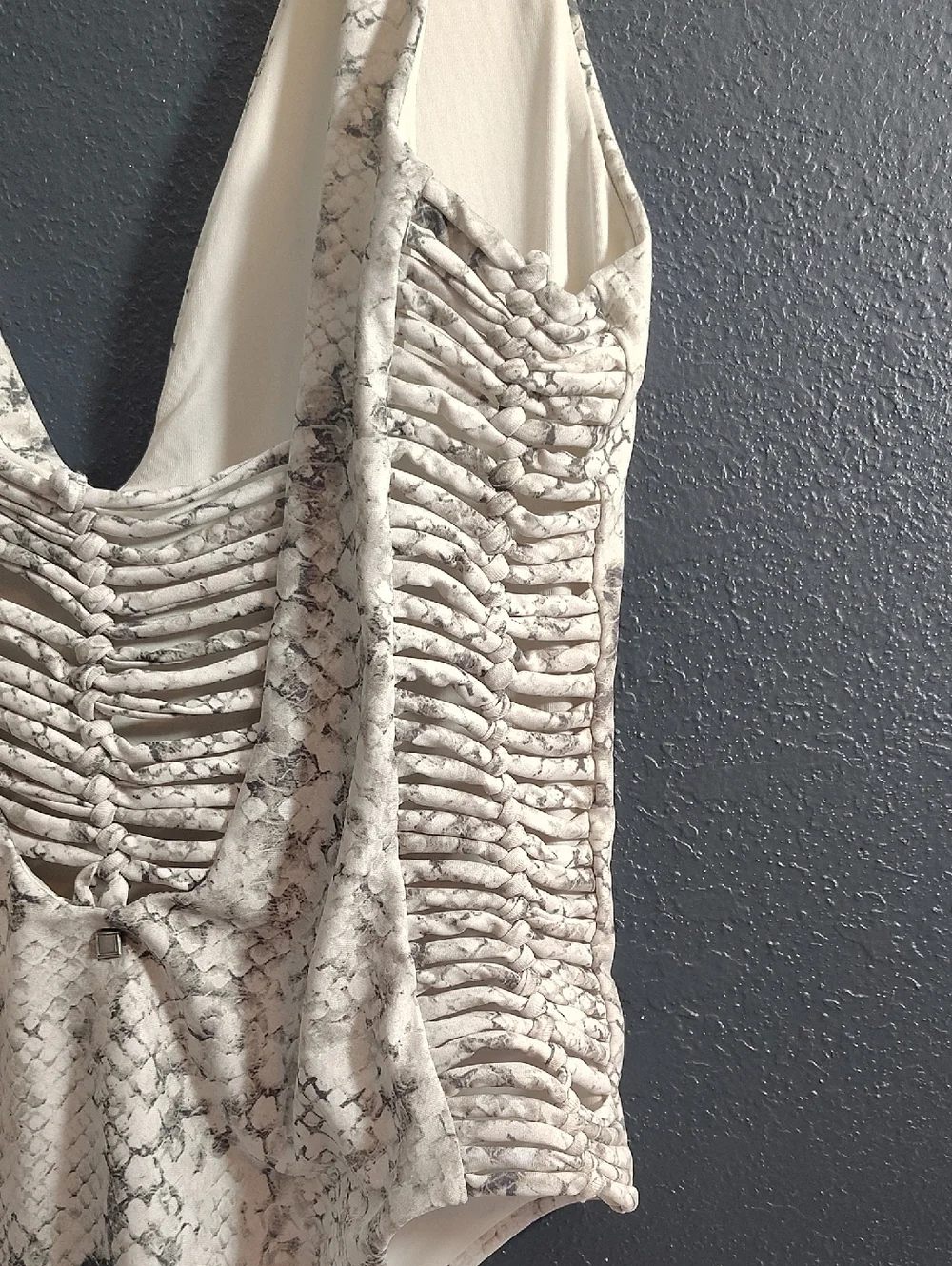 cheeky Plunging  Exotic Dolce Vita Beige Snake-Print One-Piece Swimsuit